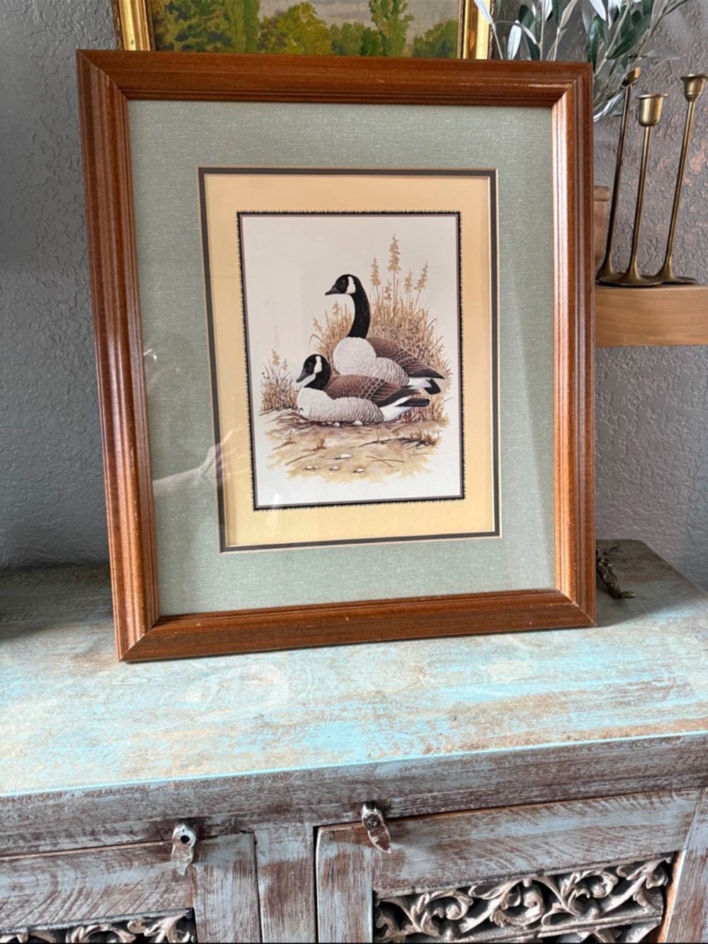 Framed Canada Goose Print in Wood Frame
